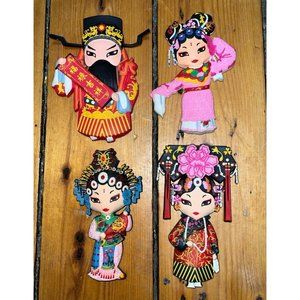 Vintage Peking Opera Chinese Traditional Art Refrigerator Magnets - Set of 4